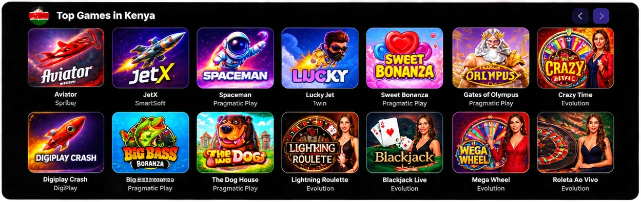 Pin Up Casino Kenya crash games, card games and live casino